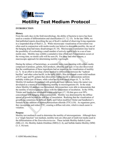 motility testing medium protocol